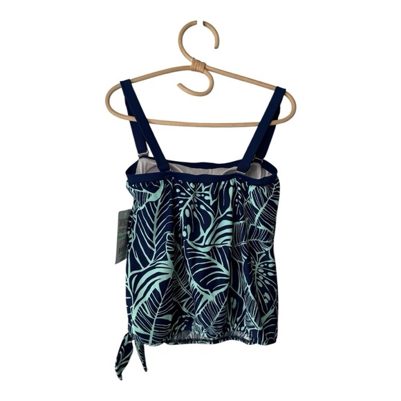 Maxine of Hollywood LEAF A PEEL Bandeau Blouson Tie Waist Tankini Swim Top NEW - Picture 2 of 16